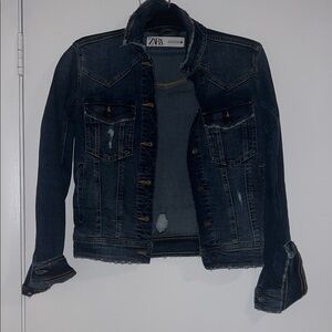 Ladies Zara Indigo Ripped Denim Jacket
